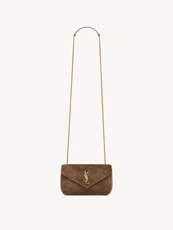 Saint Laurent Handbags - Saint Laurent Brown Suede Small Chain Envelope Bag